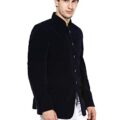 Men's Single  Bandhgala Regular Fit Blazer (Navy, 46)