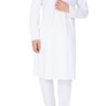 Men White Cotton Solid Kurta Pajama Set