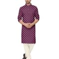 Men's Cotton Blend Foil Print Kurta Pajama Set