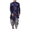 Men's Black Silk Blend Sherwani Set