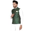 Men's Banarasi Printed Nehru Jacket (Green)