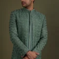 Jade Green Embroidered Sherwani Set