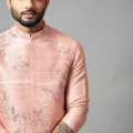 Onion Pink Embroidered Nehru Jacket With Kurta Set