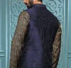 Teal Raw Silk Bundi Jacket With Kurta Set