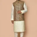 Embroidered Cotton Nehru Jacket in Multicolor