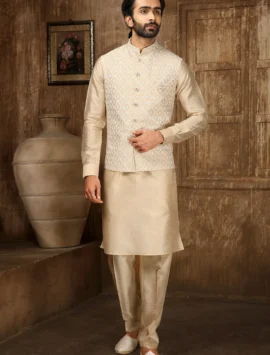 Banarasi Art Silk Kurta Pajama with Jacket