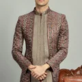 Beige Silk Jacket Style Indo Western