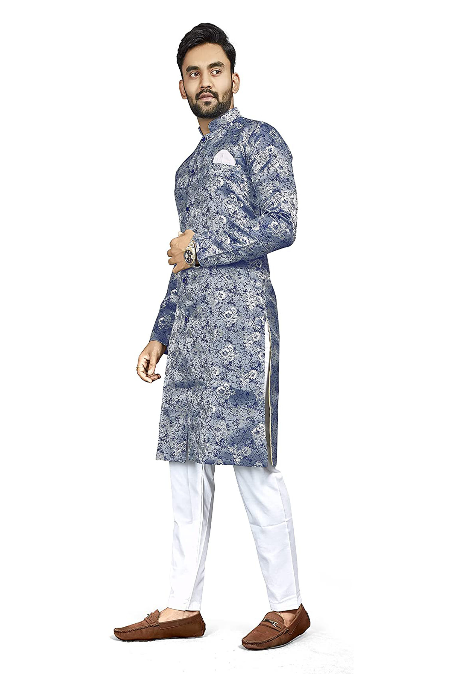 Mens Ethnic Wear Blue Sherwani Set